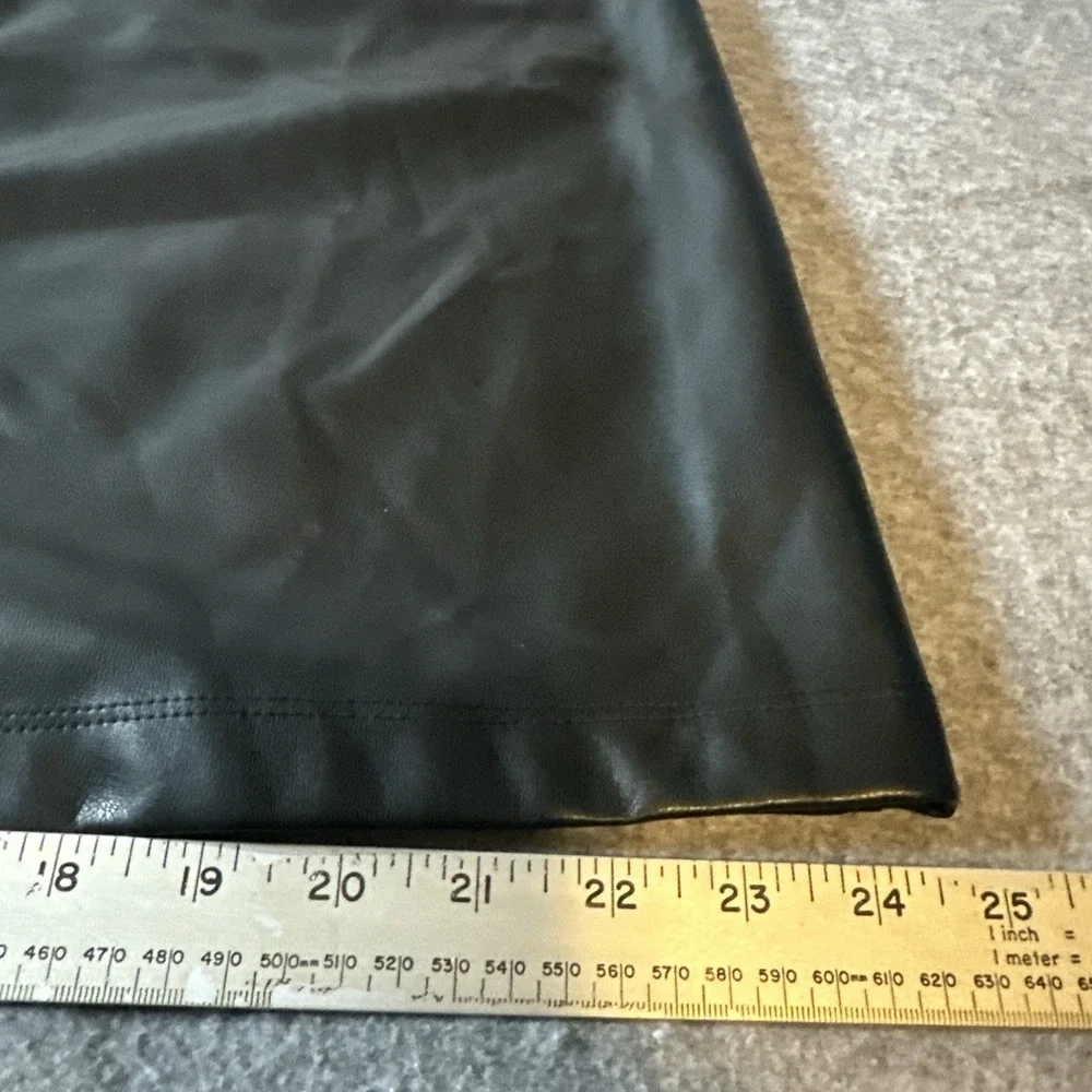 Susan Graver Women's Faux Leather Button Front Dress Black Sz MP NWOT - Citycore